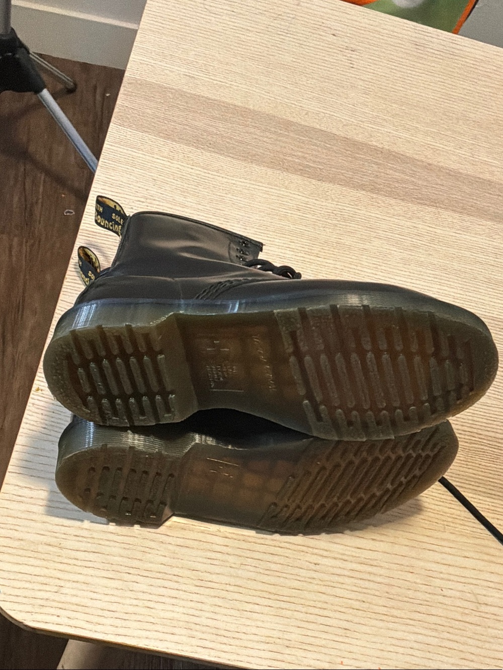 Dr. Martens Black Lace-Up Boots with Yellow Stitching - Picture 3 of 4